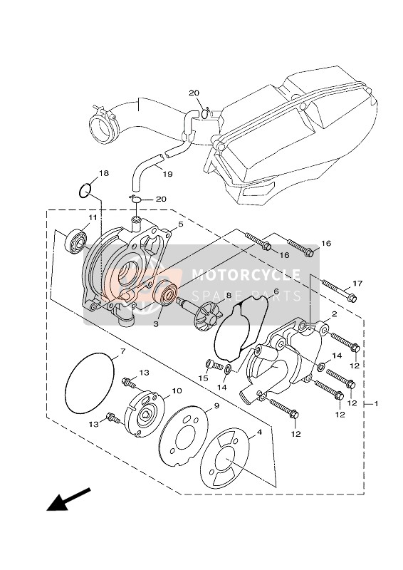 Yamaha XC125R 2014 Waterpomp voor een 2014 Yamaha XC125R